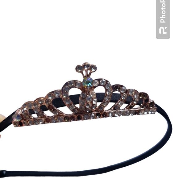 Tiara Style Headband – Black Band with Diamond Rhinestone Detailing - Picture 2 of 4